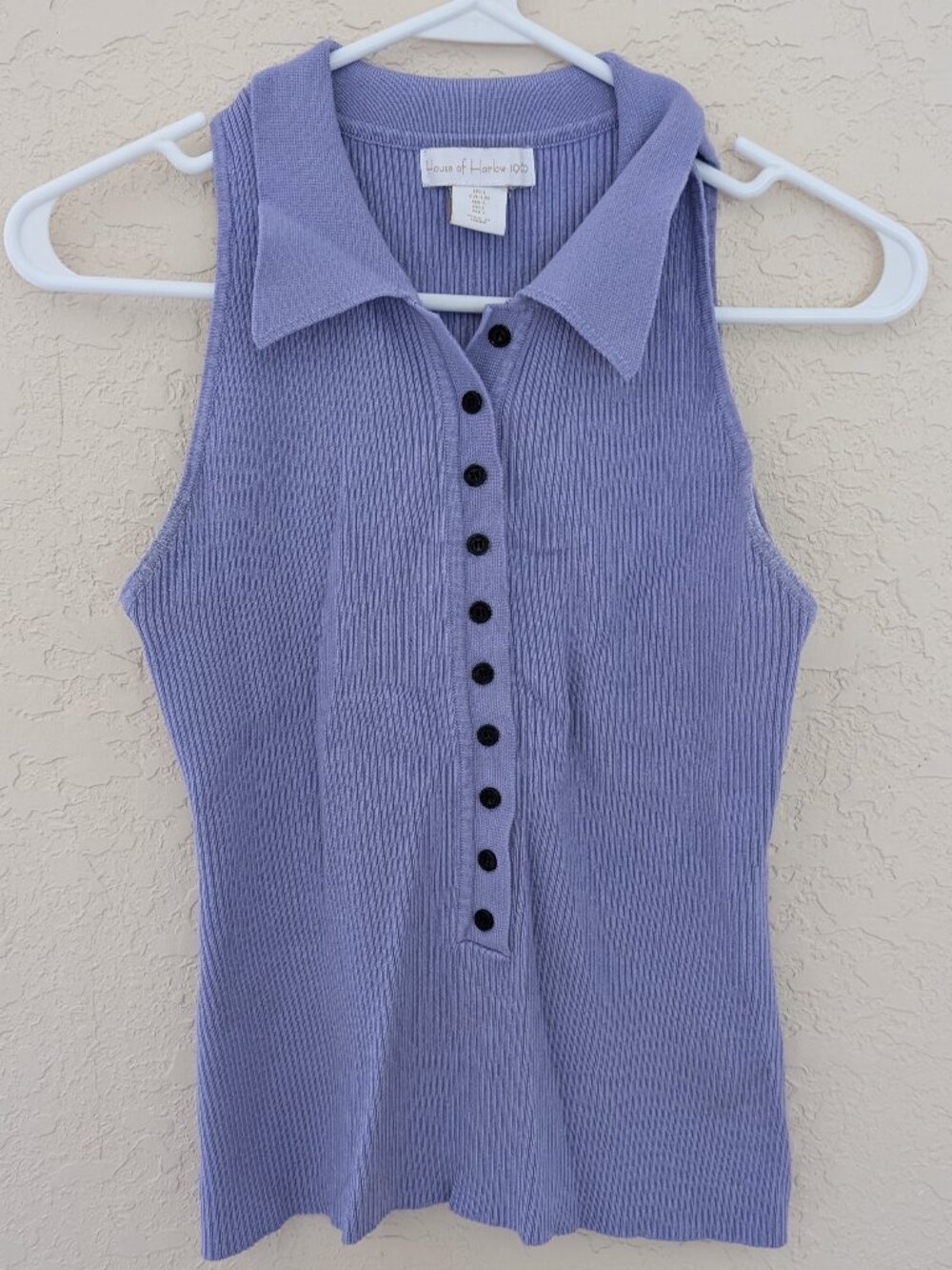 House of Harlow Purple Collared Sleeveless Button Blouse Size L